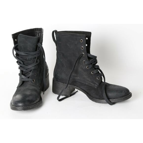 VERA WANG Lavender Black Leather Lace Up Ankle Boots Booties Size EUR 36 US 6 - Picture 5 of 9